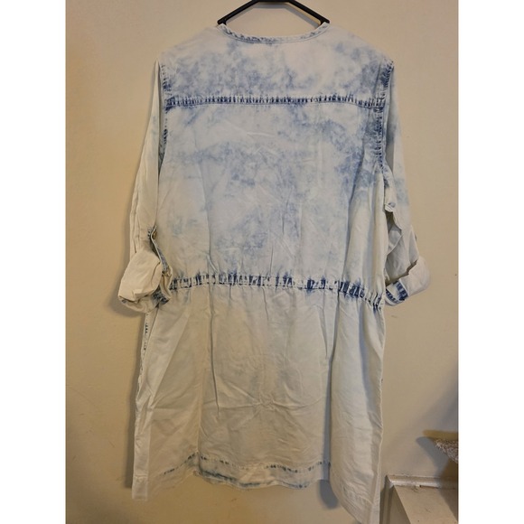 Chico's Sz 2(12) Dynamic Denim Jacket/Dress Light‎ Snowbird Cinch Waist Retro - Picture 3 of 9